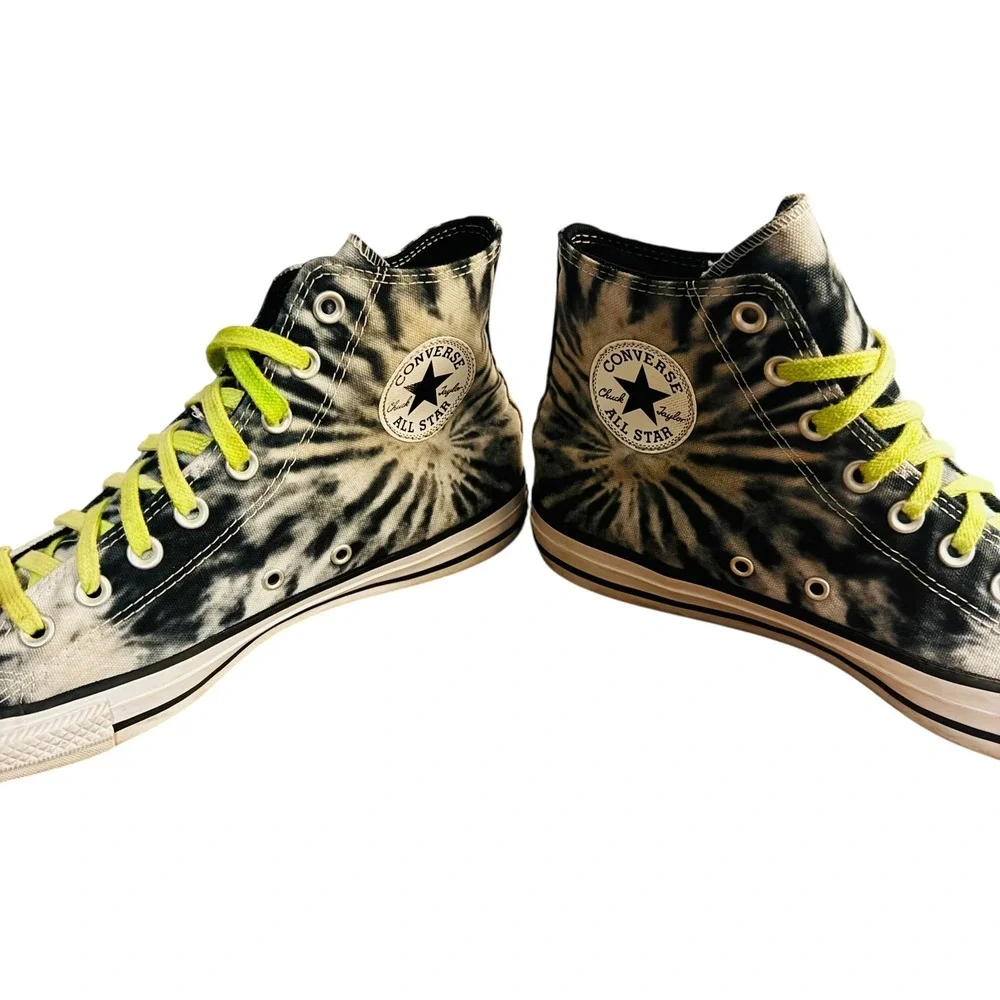 Converse Chuck Taylor All Star Hi Tops Tie Dye Black White Neon Yellow Mens 8.5‎